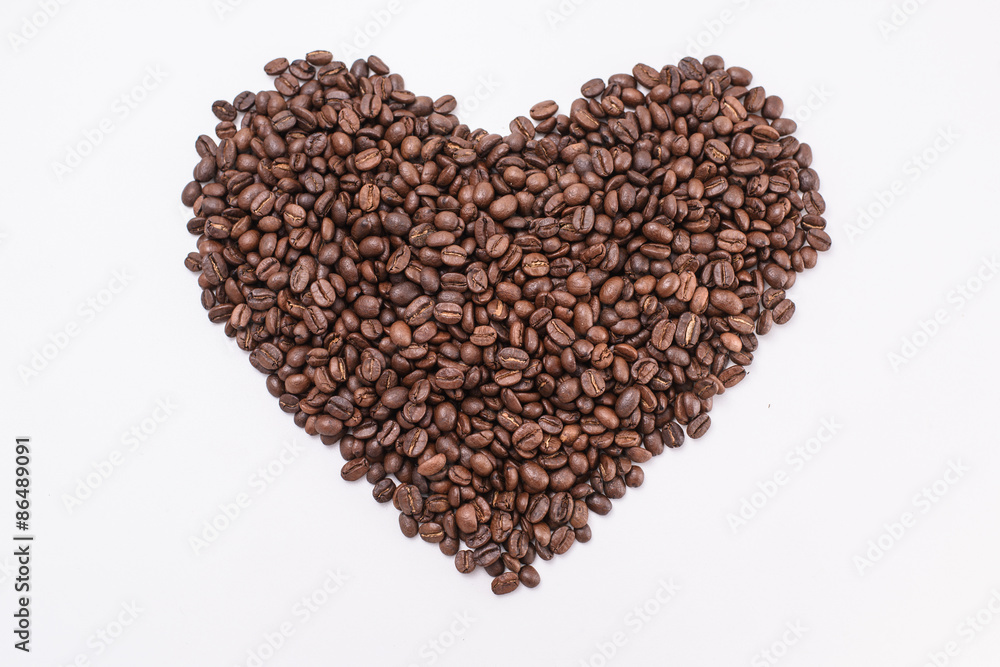 Coffee beans in shape of heart. Coffee beans in shape of heart.