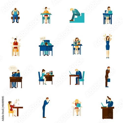 Frustration People Flat Icon Set