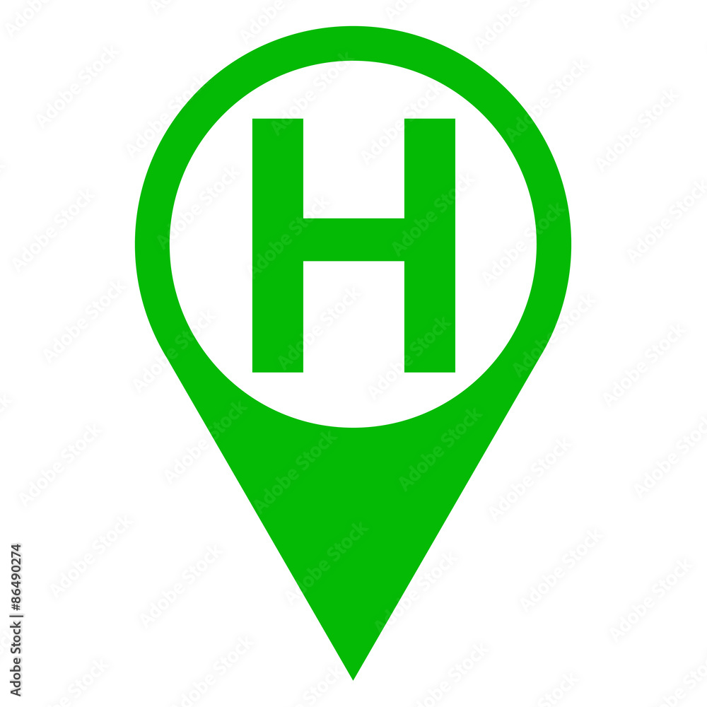 Fototapeta premium Icono texto H localizacion verde