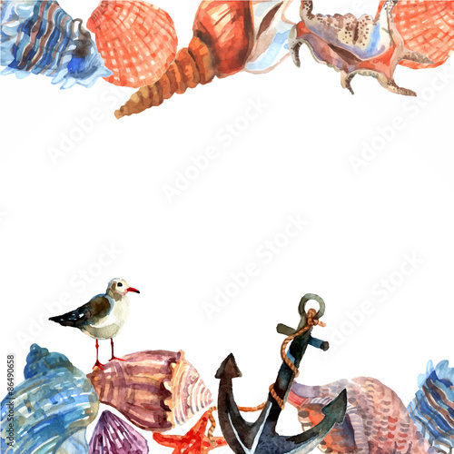 Marine shell anchor border frame