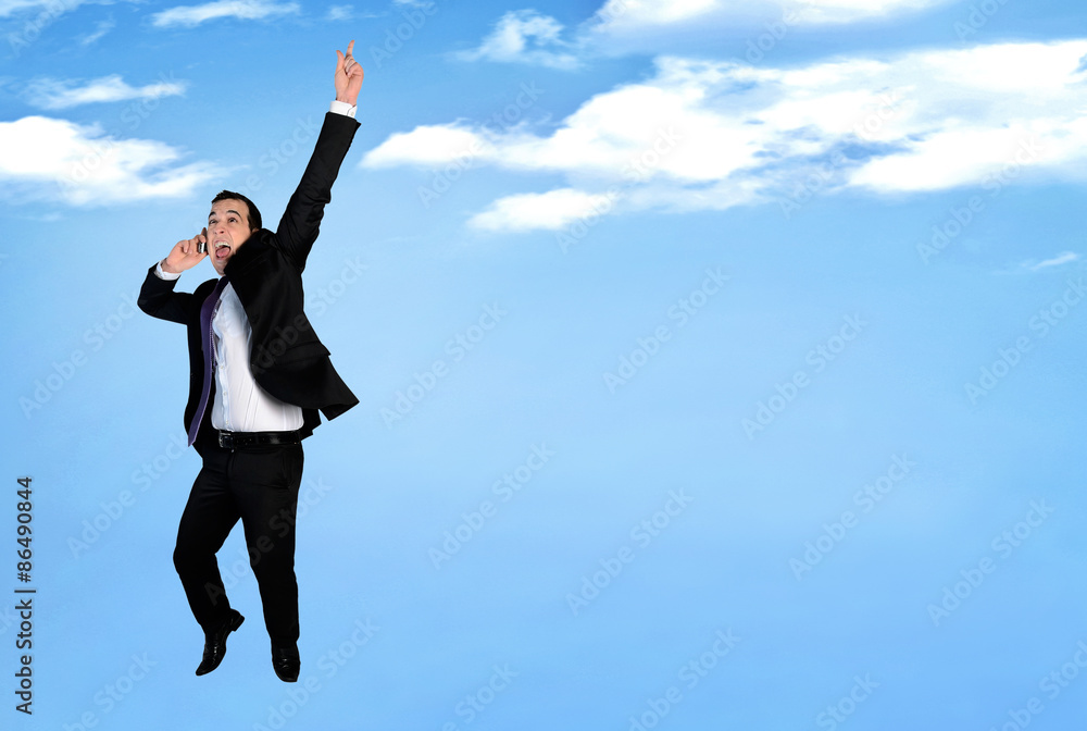 Business man happy jump Business man happy jump