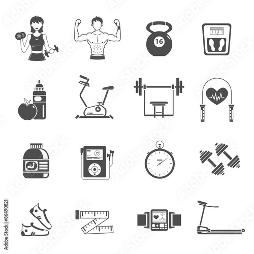 Gym Icon Black Set