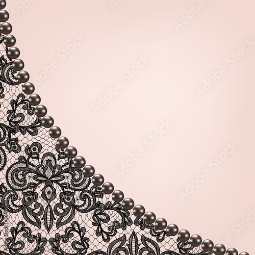 pearl frame on lace background