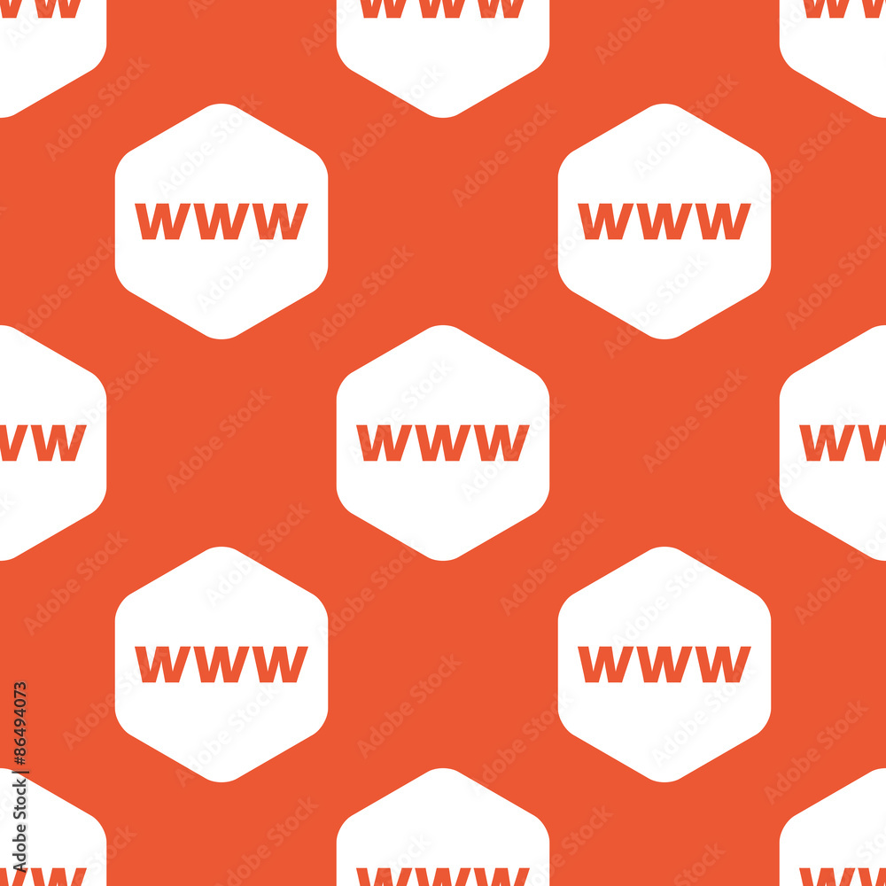 Orange hexagon WWW pattern - obrazy, fototapety, plakaty 