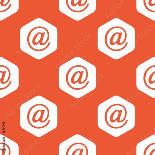 Orange hexagon at-sign pattern