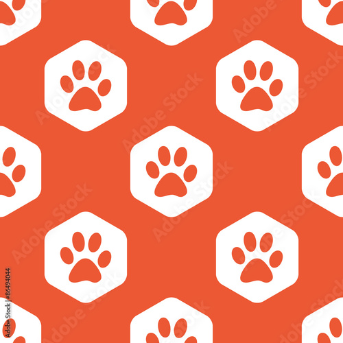 Orange hexagon paw pattern