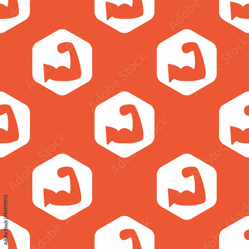 Orange hexagon muscular arm pattern