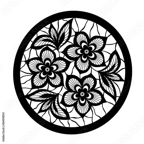 floral design element. Flowers with imitation lace and embroidery