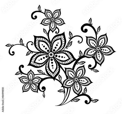 beautiful black and white floral pattern design element