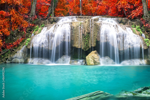 Beautiful waterfall in deep forest 