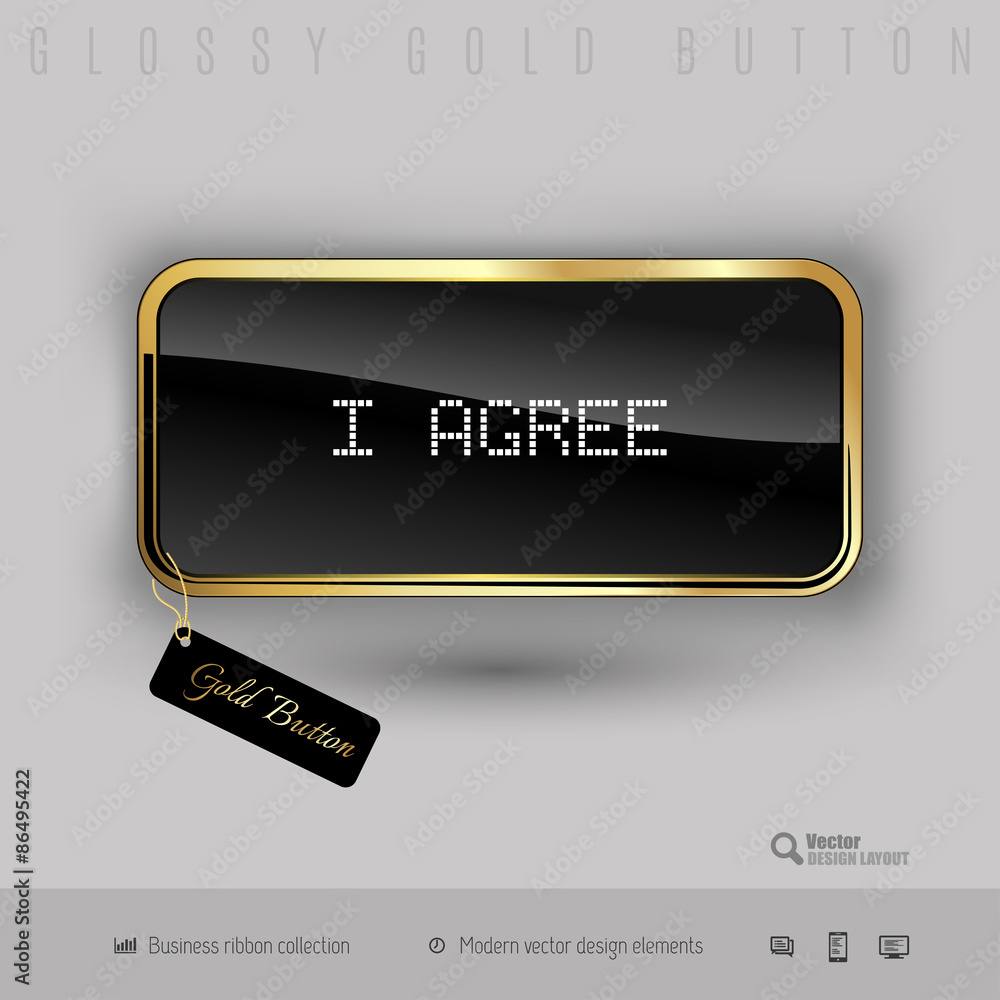 Gold button with black glossy inside Gold button with black glossy inside