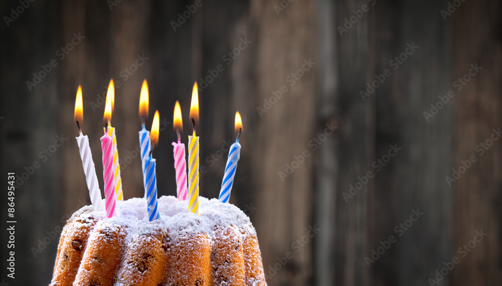 birthday cake with candles Stock Photo | Adobe Stock