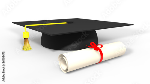 3d graduation cap and degree