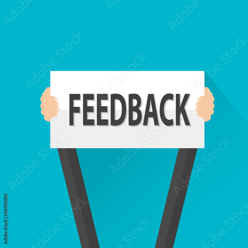 Businessman holding Feedback sign, vector