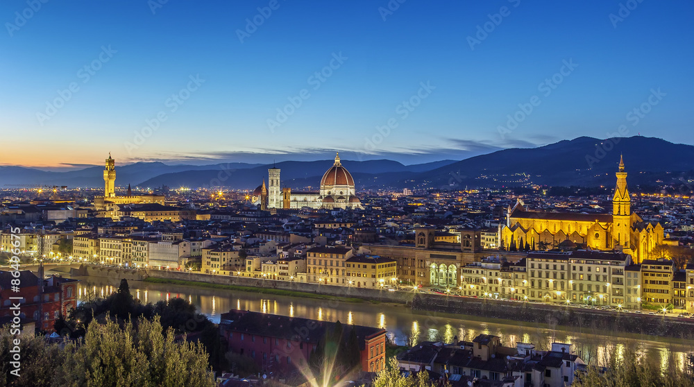 view of Florence in evening, Italy