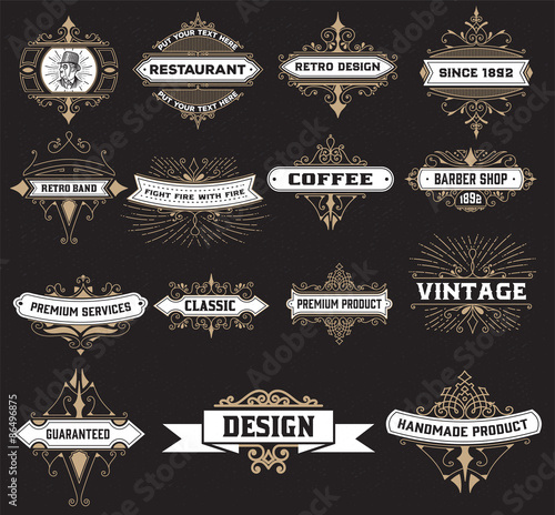 vintage logo template, Hotel, Restaurant, Business Identity set.