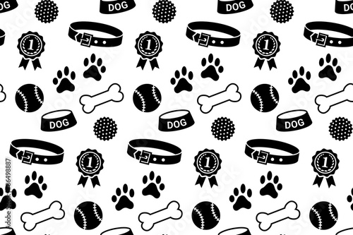 Seamless pattern with dog's stuff