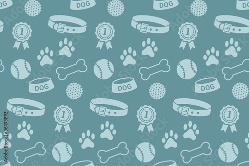 Seamless pattern with dog's stuff