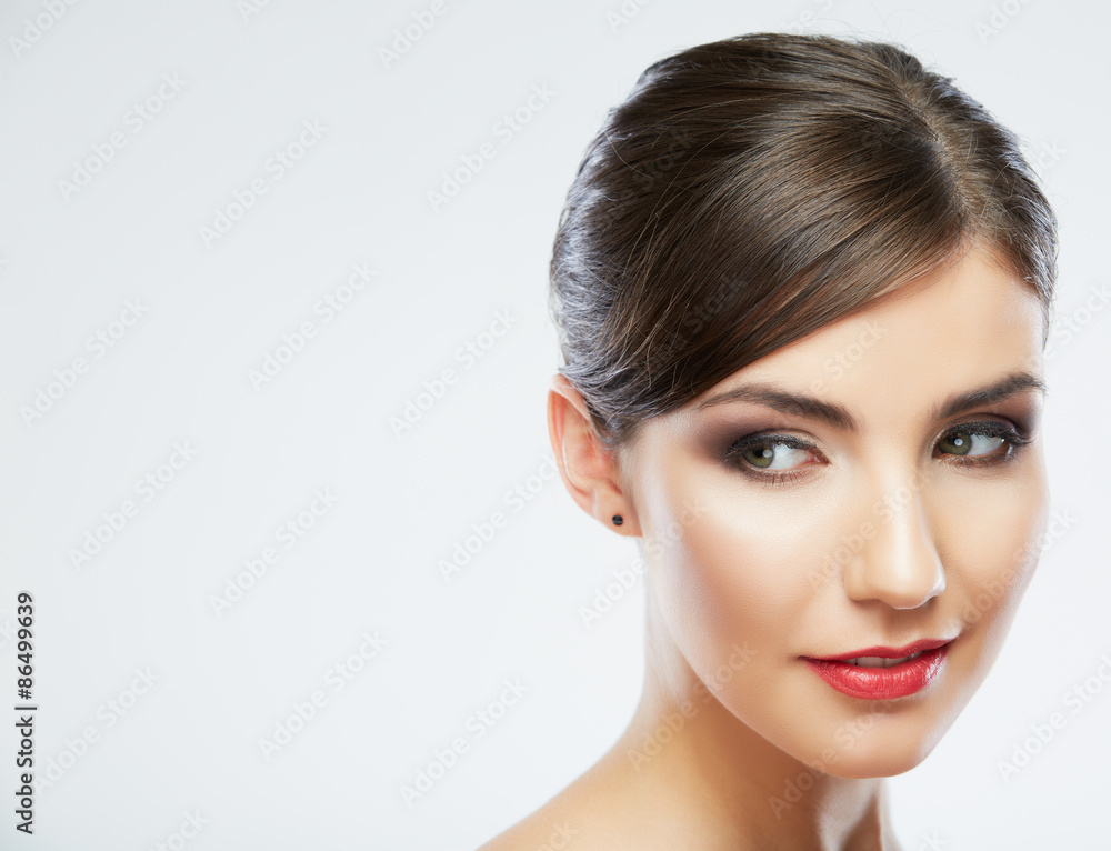 Close up portrait of beautiful young woman face. Close up portrait of beautiful young woman face.