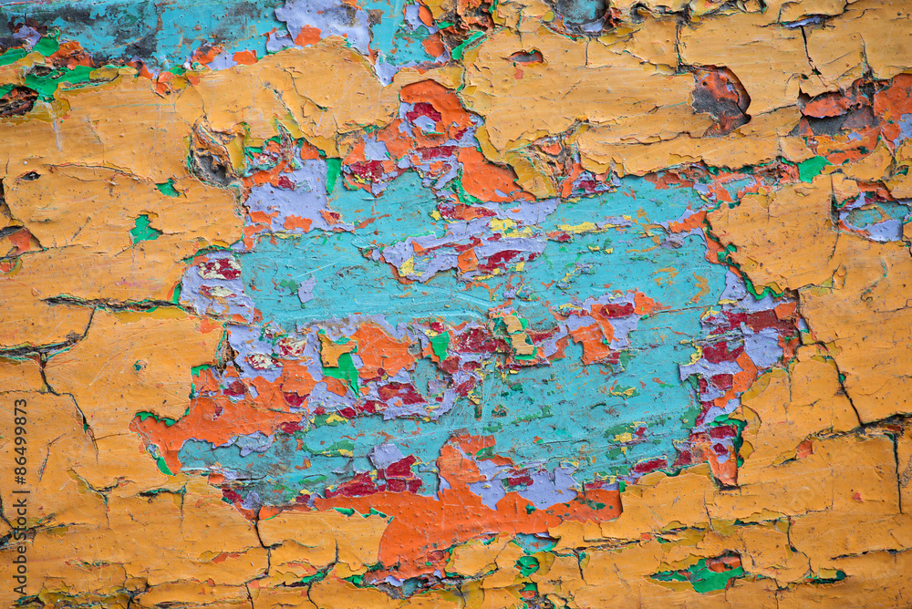 old wooden surface covered with several layers of paint