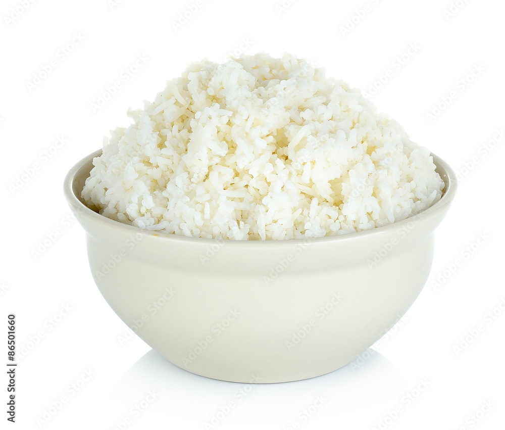 Rice with bowl isolated on the white background Rice with bowl isolated on the white background