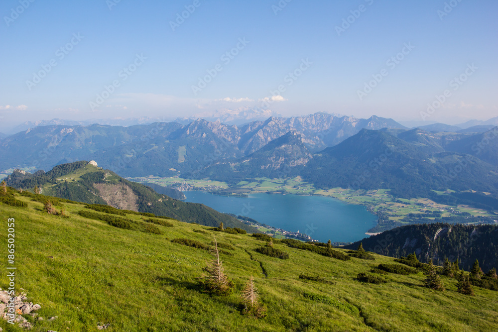 View To Lake Wolfgangsee From Schafbergspitze 1.783m In Salzkammergut