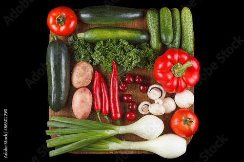 Vegetables isolated on Blac...