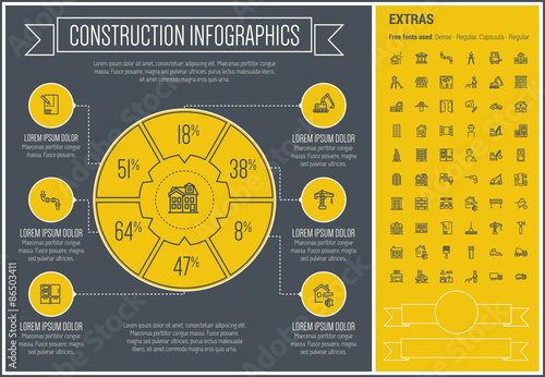 Construction Line Design Infographic Template