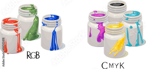 cans with colors RGB and colors CMYK