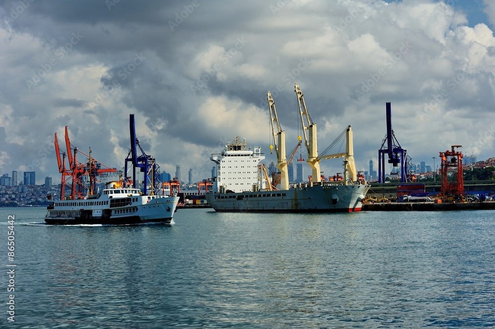 Steamer and transport ship at haydarpasha port istanbul