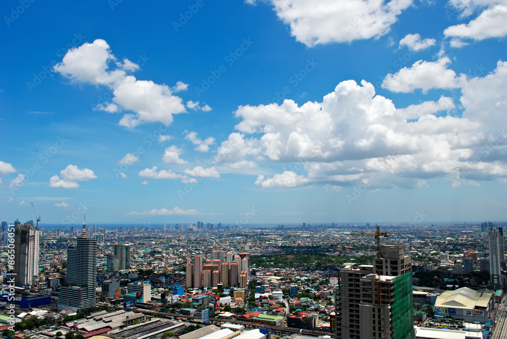Sunny Aerial City View Panorama