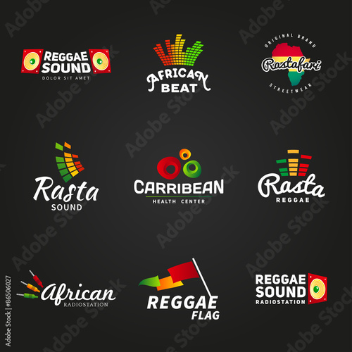 Set of african rastafari sound vector logo designs. Jamaica