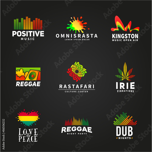 Set of positive africa ephiopia flag logo design. Jamaica reggae