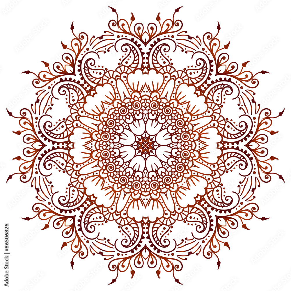 Circular floral ornament Mehndi Henna Tattoo Mandala, Yantra