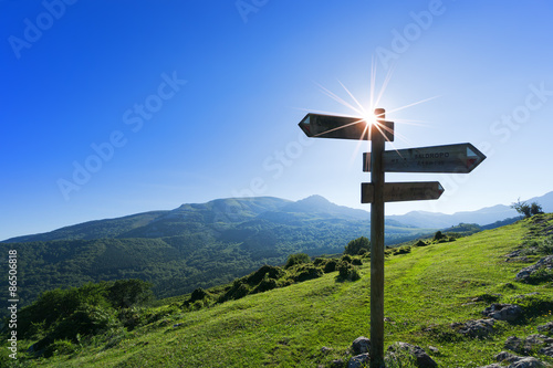 signpost in the mountain photo