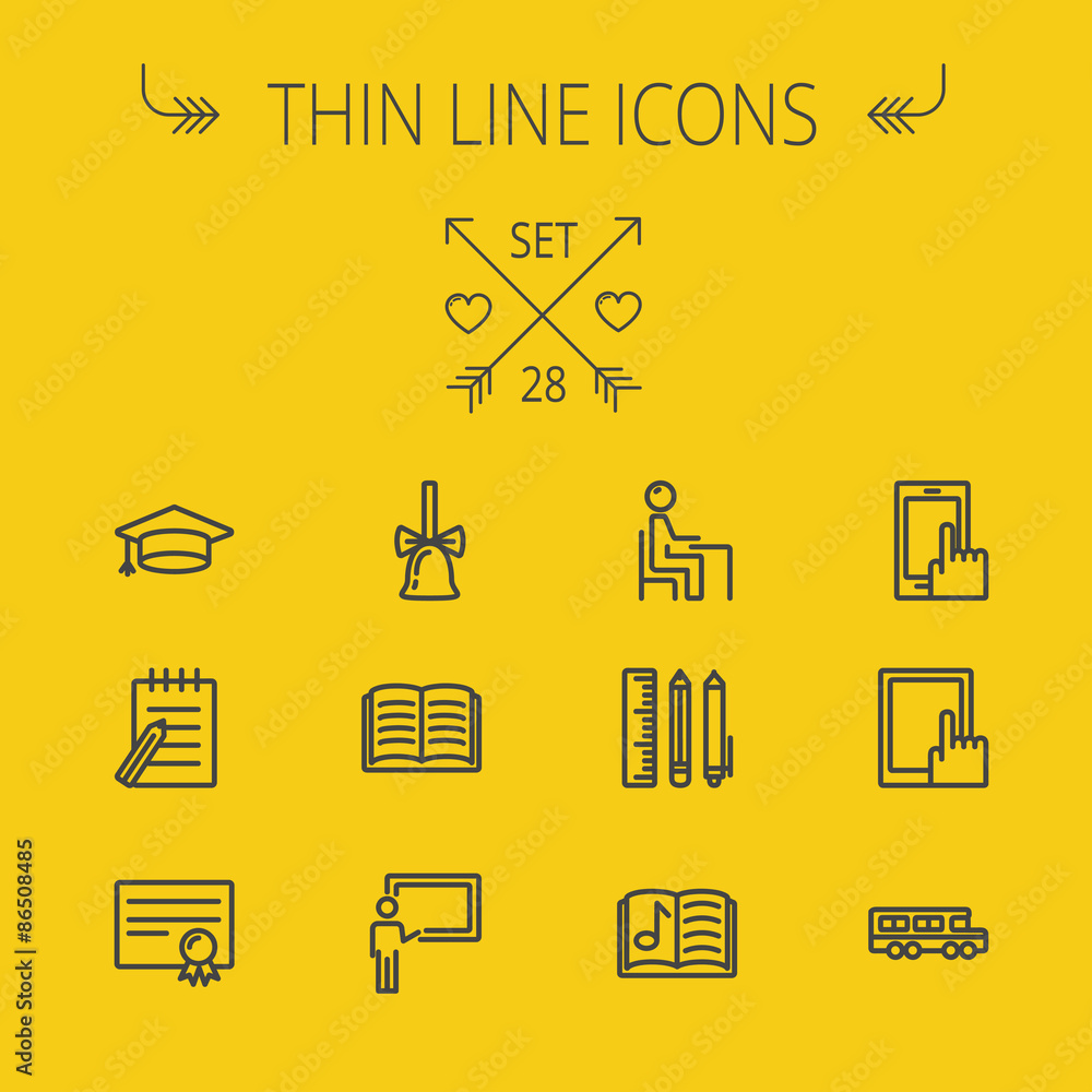Education thin line icon set Education thin line icon set