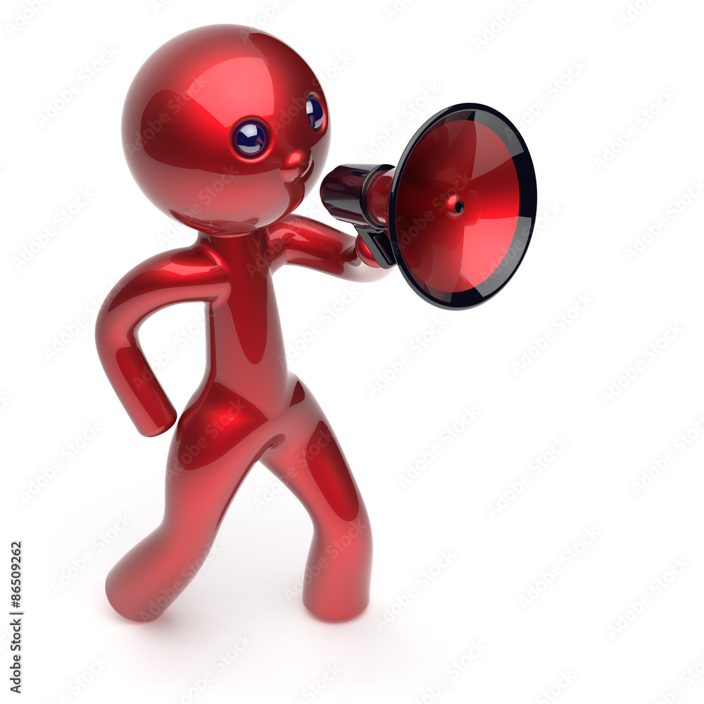 Man promotion speaking megaphone character stylized icon Man promotion speaking megaphone character stylized icon