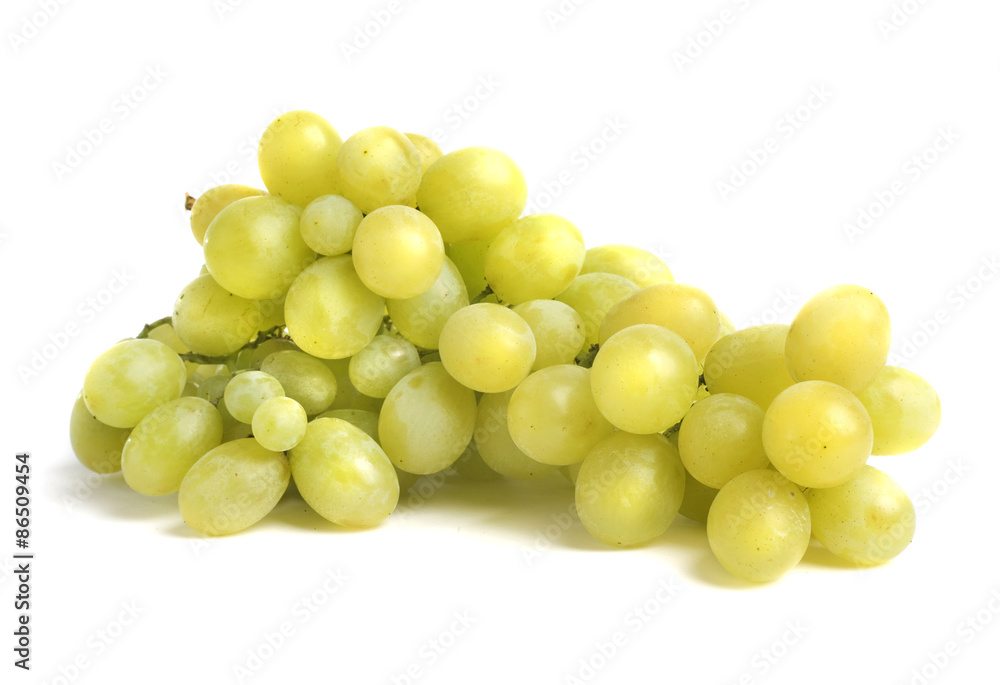 Green grapes isolated on white background