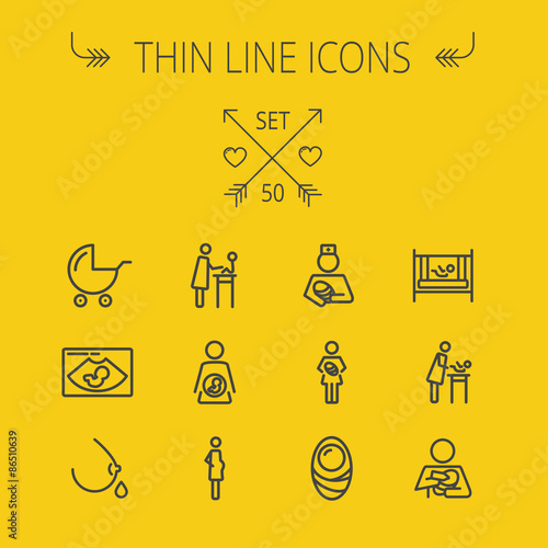 Medicine thin line icon set