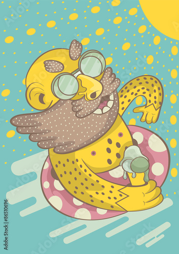a man in sunglasses with a beard swimming in the sea under the s