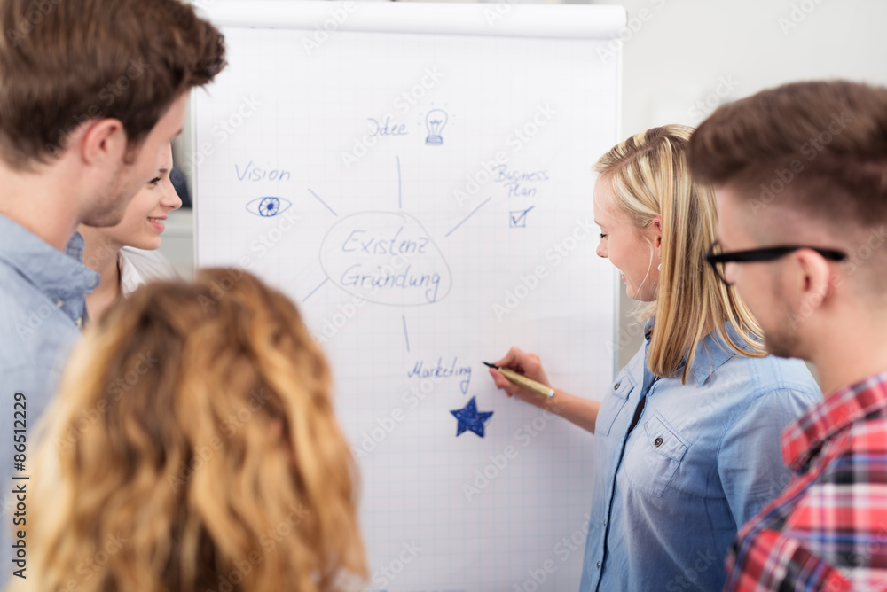 junge leute arbeiten in einem seminar am flipchart junge leute arbeiten in einem seminar am flipchart