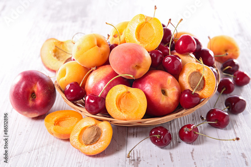 peach,apricot and cherry fruit photo