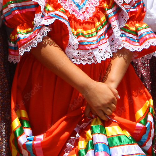 Canvas Print Close up of Colorful Mexican Folkloric Dancer