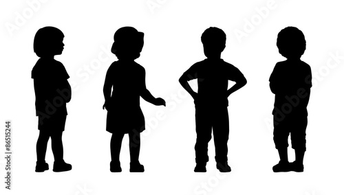 children standing silhouettes set 7