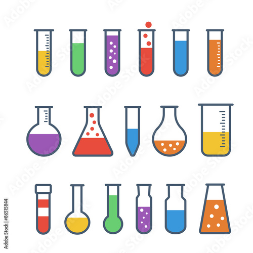 Chemical test tubes icons