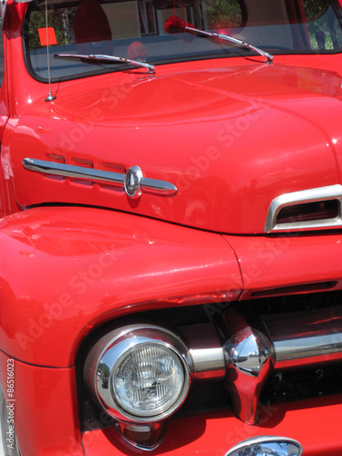 Front of a red old timer
