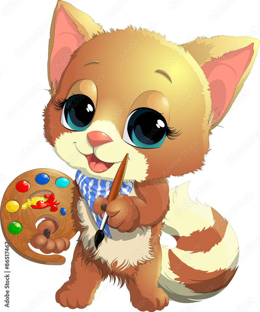 Naklejka premium kitten artist
