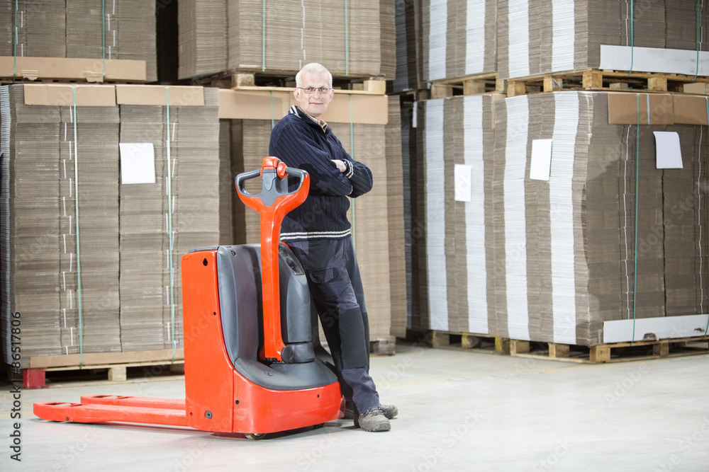 Worker Standing Arms Crossed At Warehouse Worker Standing Arms Crossed At Warehouse