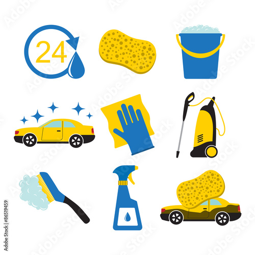 Car wash tools icons.