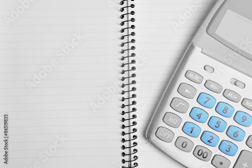 Empty notepad with calculator